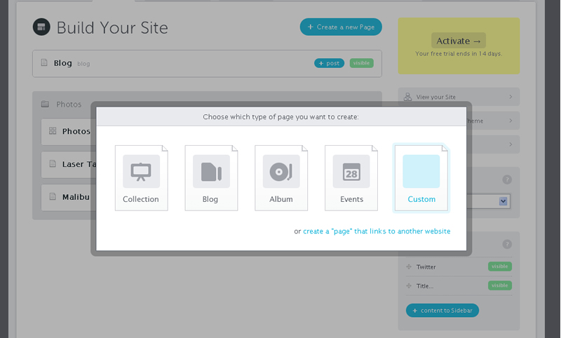 Create a page with Virb